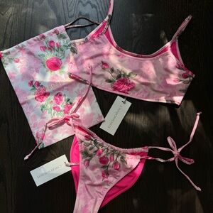 loveshackfancy “miyo” bikini in pink ivy